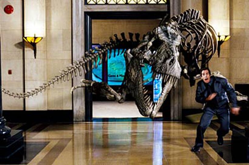 Dino closes in on Ben Stiller in "Night at the Museum."