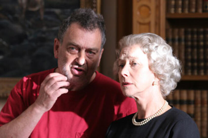 Director Stephen Frears and Helen Mirren on the set of "The Queen."