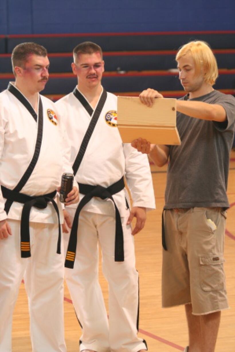 Director Jody Hill and Danny McBride on the set of "The Foot Fist Way."