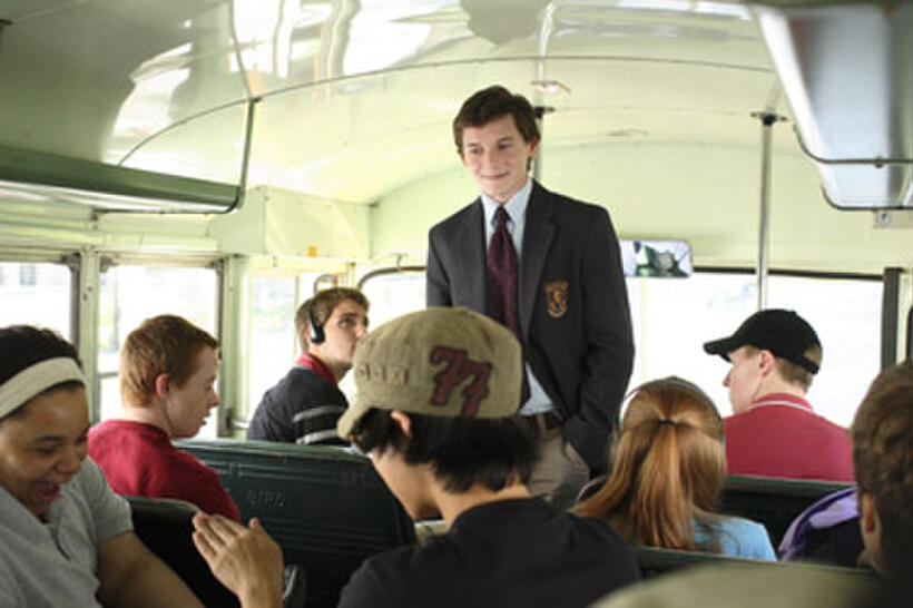 Charlie Bartlett (Anton Yelchin) rides the bus to his first day of public school in "Charlie Bartlett."