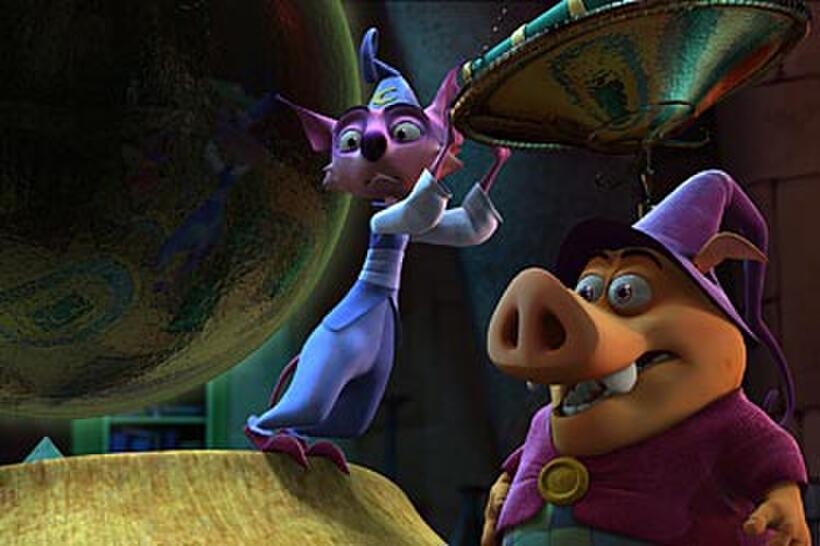 Mambo (voiced by Andy Dick) and Munk (voiced by Wallace Shawn) in "Happily N'Ever After."