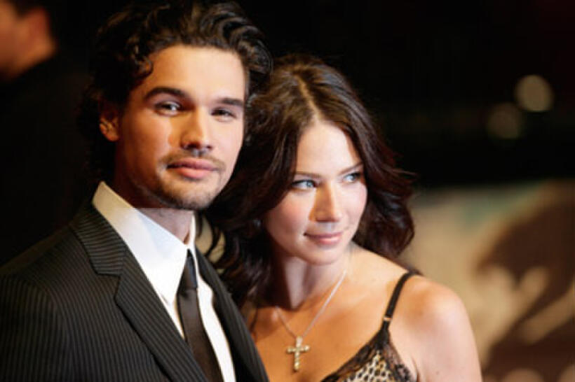 Actors Steven Strait and Lynn Collins at the Berlin premiere of "10,000 B.C."