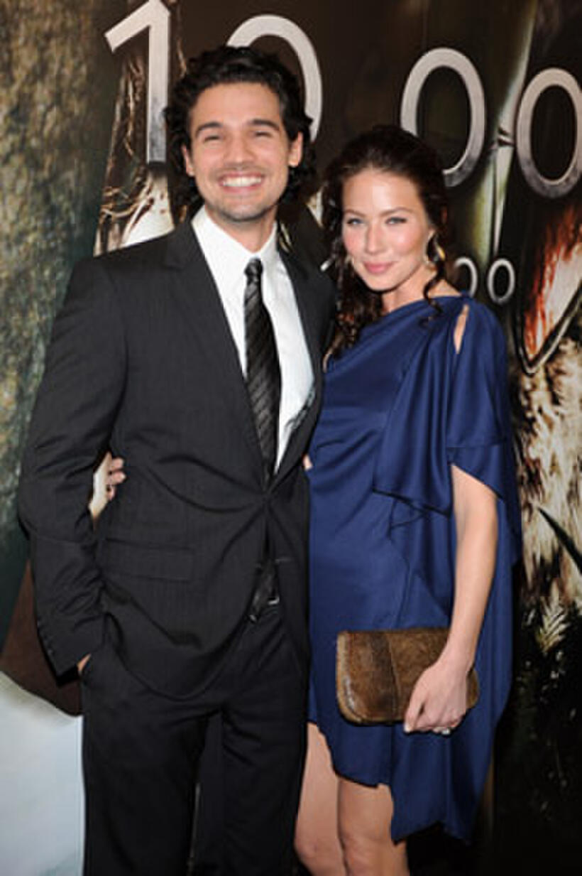 Actors Steven Strait and Lynn Collins at the Madrid premiere of "10,000 B.C." 