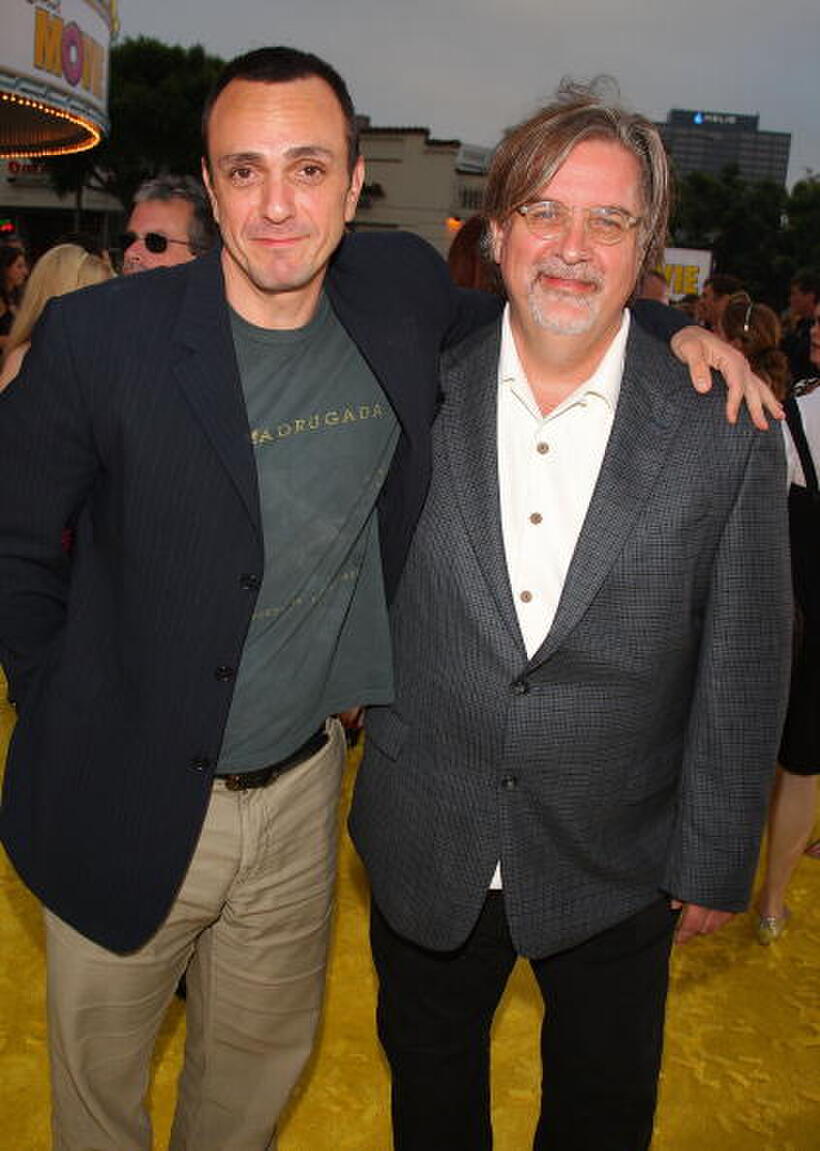 Hank Azaria and series creator Matt Groening at the L.A. premiere of "The Simpsons Movie."