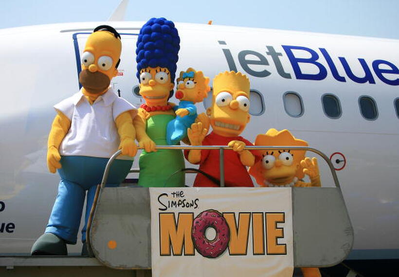 "The Simpsons" at the unveiling of Jet Blue's "Simpson's" themed airplane at the Burbank Airport.