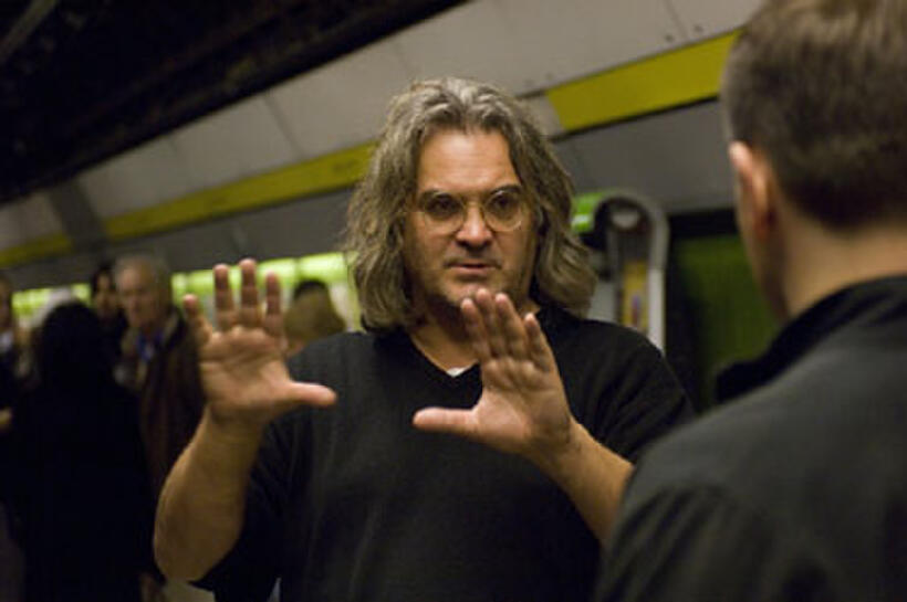 Director Paul Greengrass and Matt Damon on the set of "The Bourne Ultimatum."