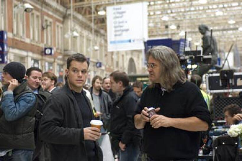 Matt Damon and director Paul Greengrass on the set of "The Bourne Ultimatum."