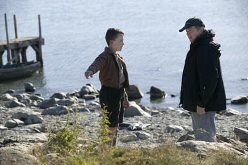 Alex Etel and director Jay Russell on the set of "The Water Horse: Legend of the Deep."