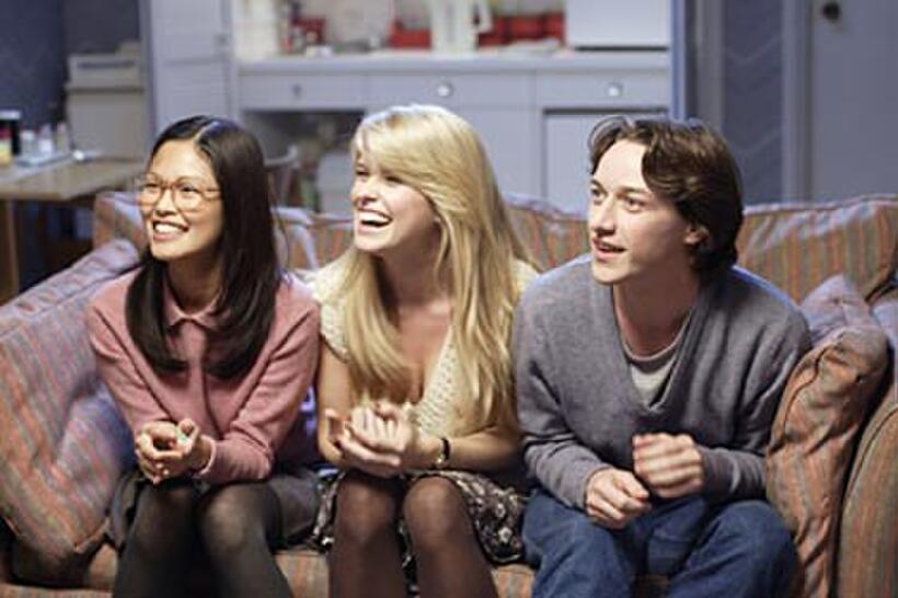 Elaine Tan, Alice Eve and James McAvoy in "Starter for 10."
