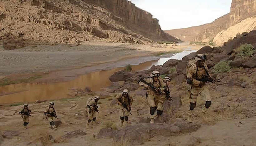 A group of National Guard trainees in "The Hills Have Eyes 2."