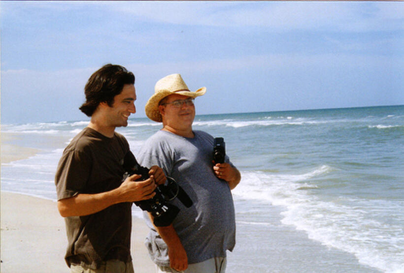 Director Michael Tully and cinematographer Shawn Lewallen behind the scenes of "Cocaine Angel."