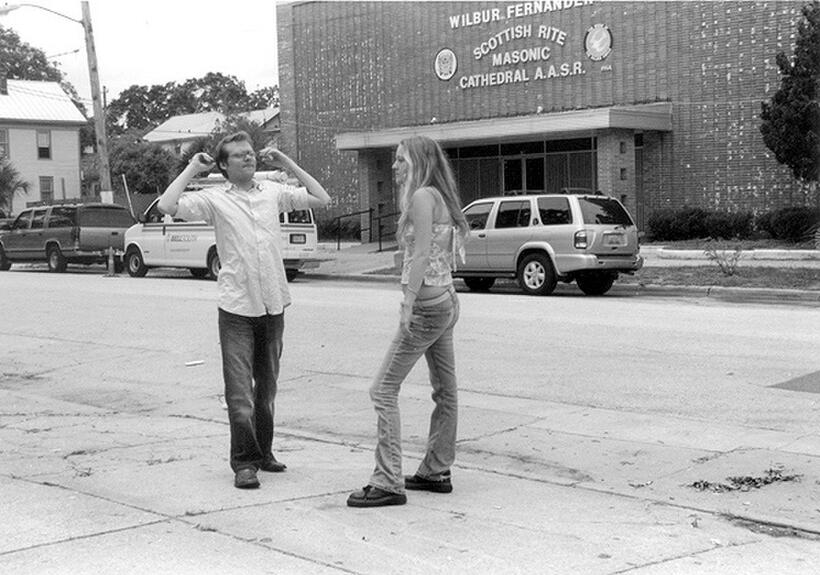 Justin Hixon and Kelly Forester behind the scenes of "Cocaine Angel."