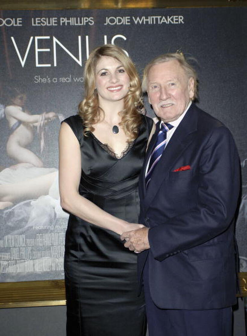 Cast members Leslie Phillips and Jodie Whittaker at the premiere of "Venus" during The Times BFI London Film Festival.