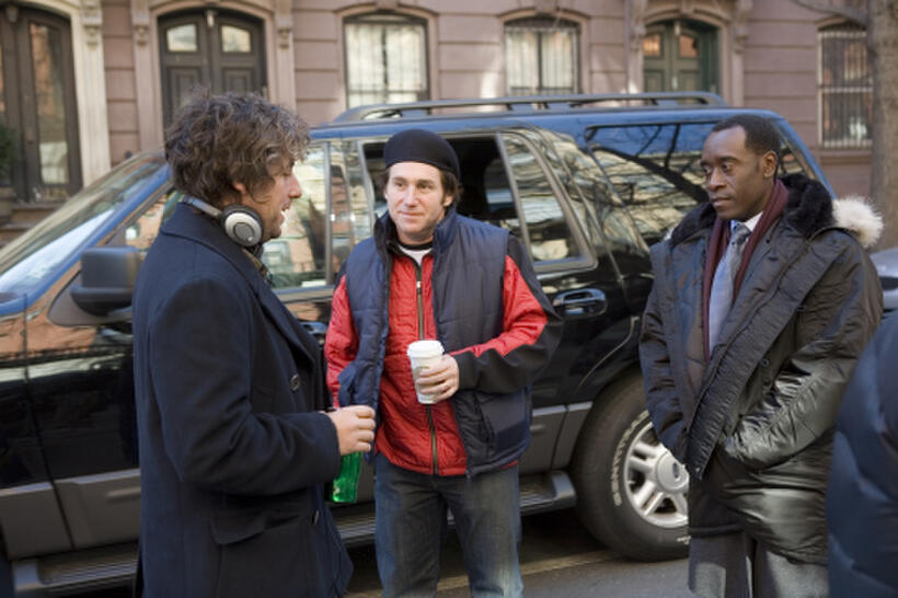 Adam Sandler, director Mike Binder and Don Cheadle on the set of "Reign Over Me."