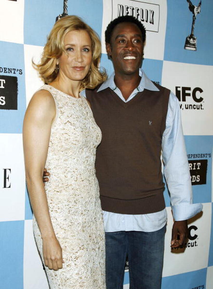 "Reign Over Me" star Don Cheadle and Felicity Huffman at the nominations for the 2007 Film Independent's Spirit Awards in L.A.