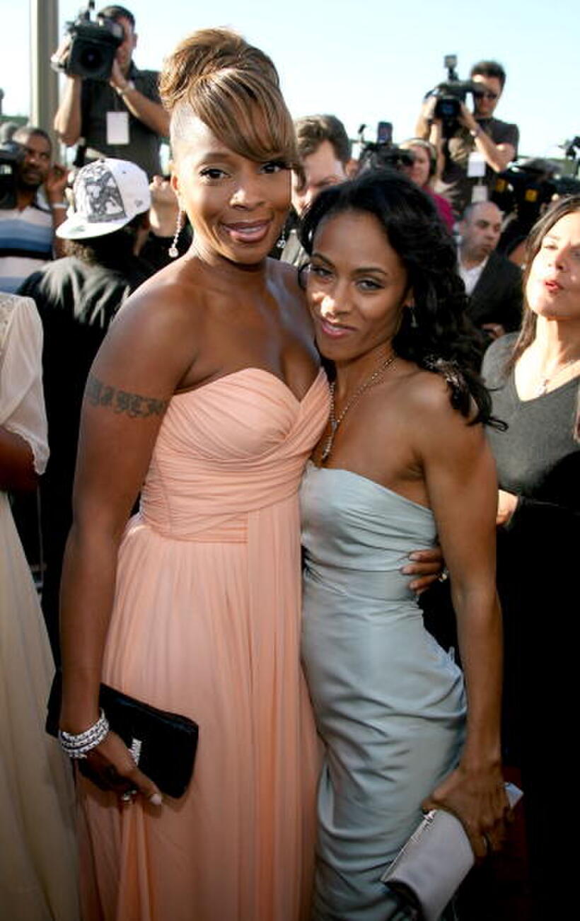 "Reign Over Me" star Jada Pinkett Smith and Mary J. Blige at the 38th annual NAACP Image Awards in L.A.