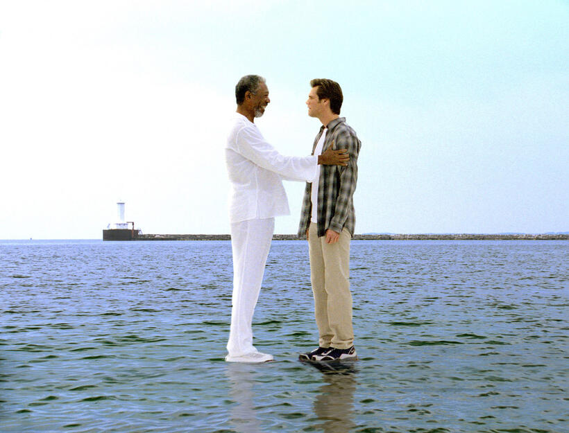 Morgan Freeman as God and Jim Carrey as Bruce in Bruce Almighty