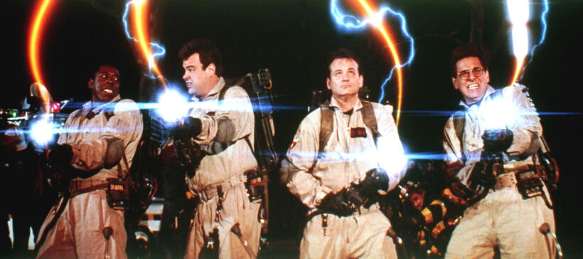 
	Peter Venkman, Ray Stantz, Egon Spengler and Winston Zeddmore in 'Ghostbusters'
