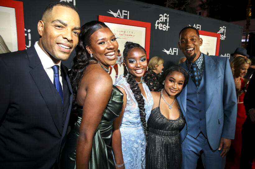 
	Director Reinaldo Marcus Green, Mikayla Bartholomew, Daniele Lawson, Layla Crawford and Will Smith
