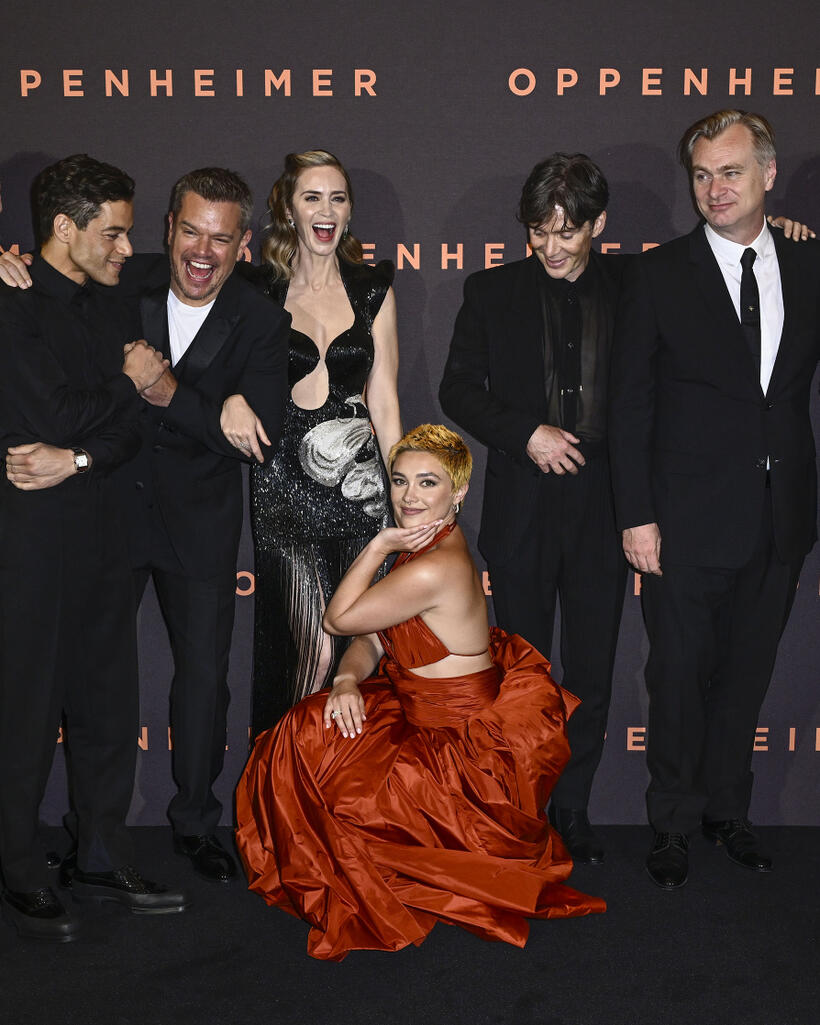 
	Rami Malek, Matt Damon, Emily Blunt, Florence Pugh, Cillian Murphy and Christopher Nolan
