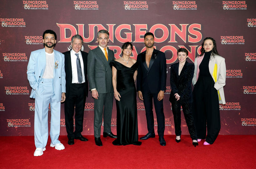 
	Justice Smith, Hugh Grant, Chris Pine, Michelle Rodriguez, Rege-Jean Page, Sophia Lillis and Daisy Head
