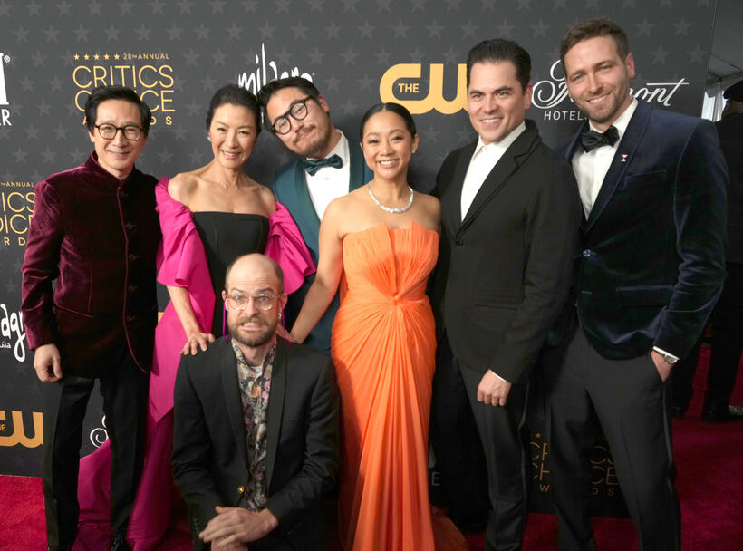 
	Ke Huy Quan, Michelle Yeoh, Daniel Scheinert, Daniel Kwan, Stephanie Hsu, Jonathan Wang and Paul Rogers
