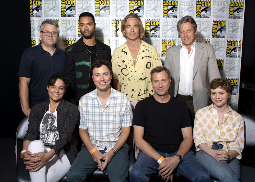 
	Jeremy Latcham, Reg&eacute;-Jean Page, Chris Pine, Hugh Grant, Michelle Rodriguez, John Francis Daley, Jonathan Goldstein and Sophia Lillis&nbsp;

