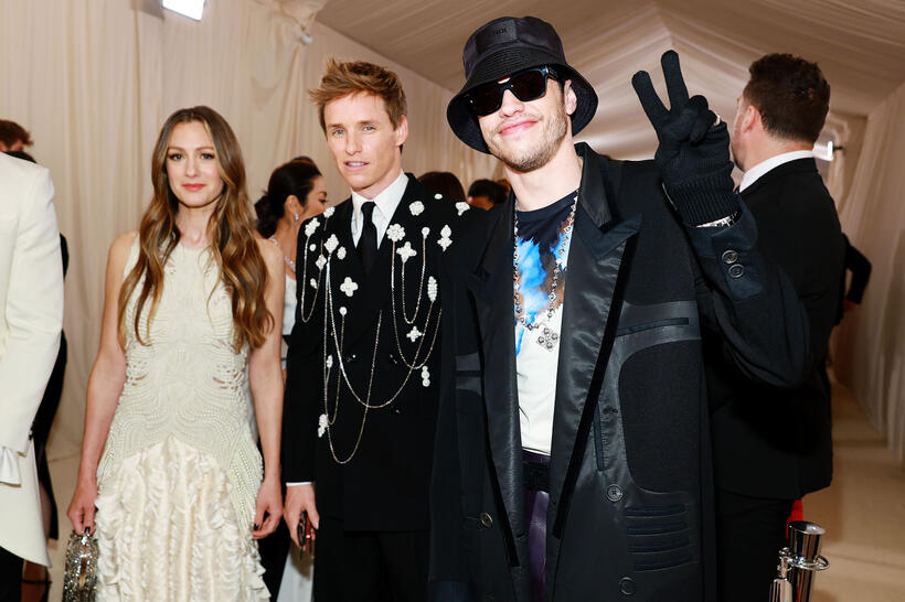 
	Hannah Babshawe, Eddie Redmayne and Pete Davidson
