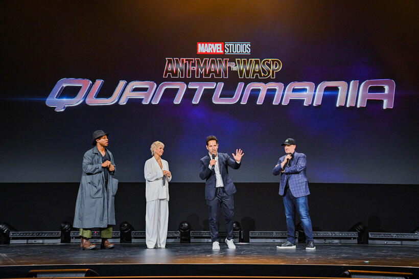 
	Jonathan Majors, Evangeline Lilly, Paul Rudd and Kevin Feige
