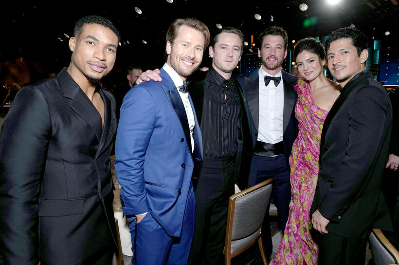 
	Greg Tarzan Davis, Glen Powell, Lewis Pullman, Miles Teller, Monica Barbaro and Danny Ramirez
