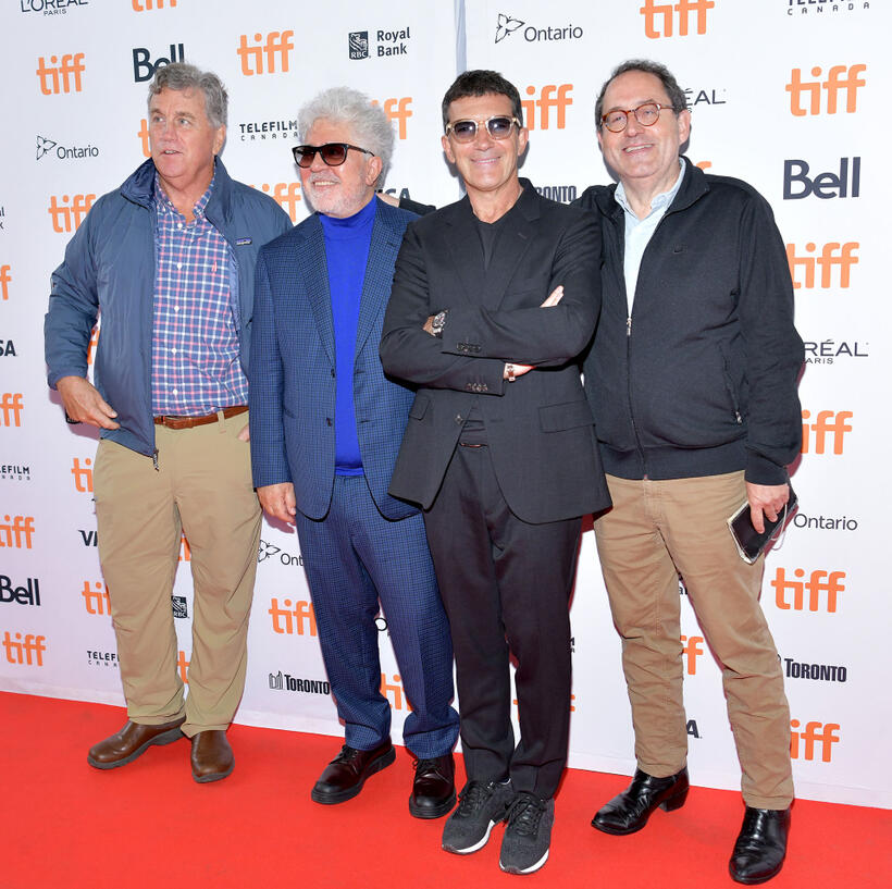 
	Tom Bernard, Pedro Almod&oacute;var, Antonio Banderas and Michael Barker
