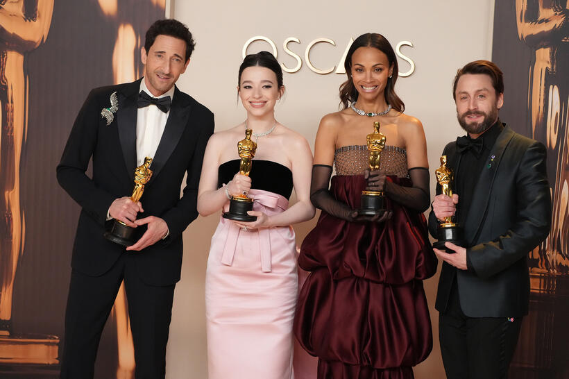 
	Adrien Brody, Mikey Madison, Zoe Saldana and Kieran Culkin
