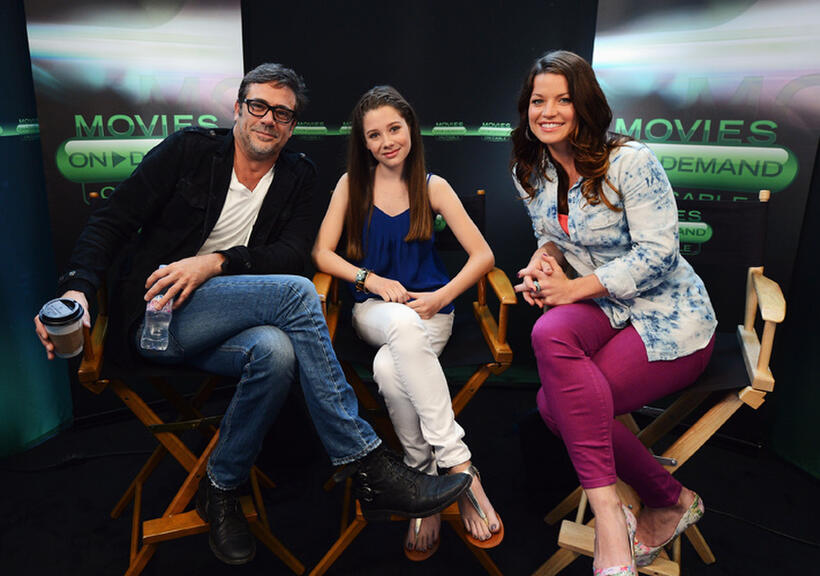 Jeffrey Dean Morgan, Natasha Calis and Camille Ford at the Hunger Games' Tributes Visit The Movies on Demand Lounge during Comic-Con International 2012 in California.