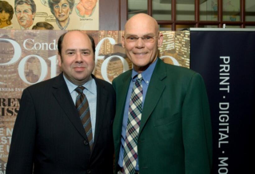Matthew Cooper and James Carville at the cocktail party to announce the premiere issue.