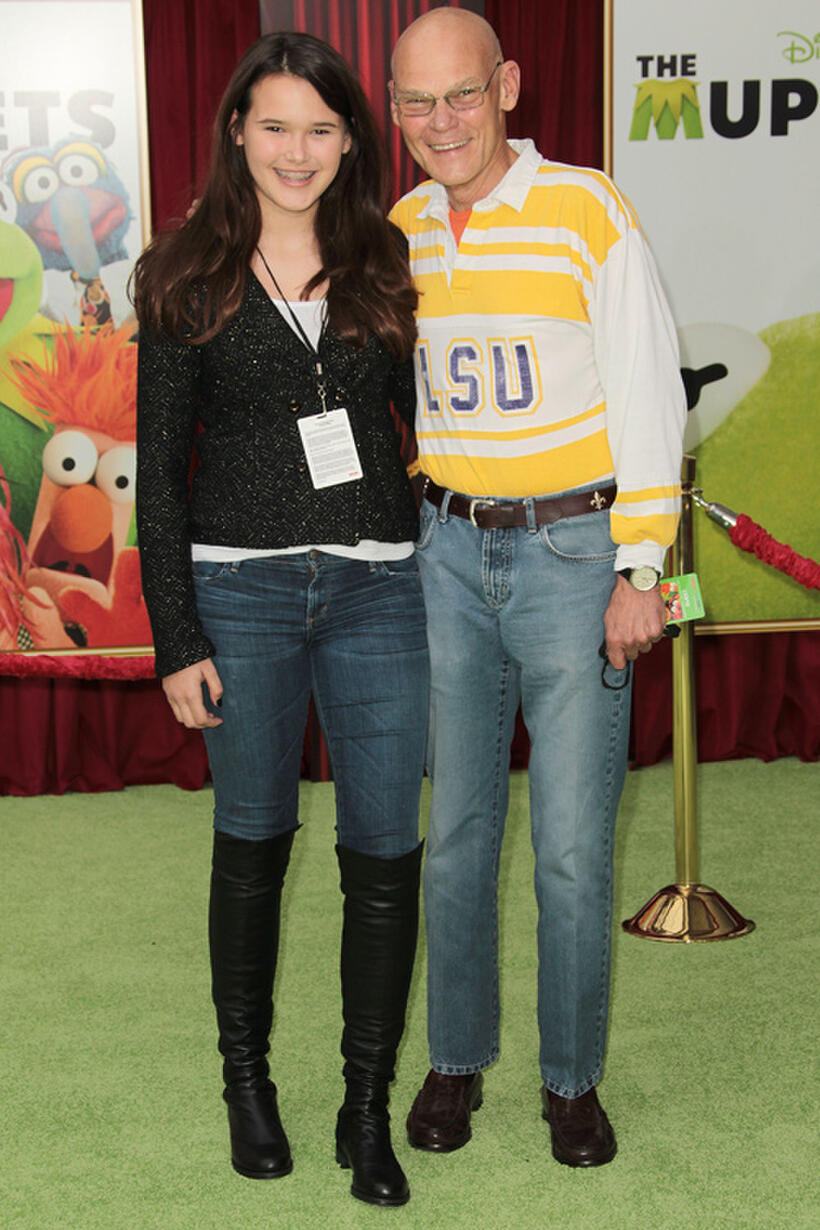 James Carville and Guest at the California premiere of "The Muppets."