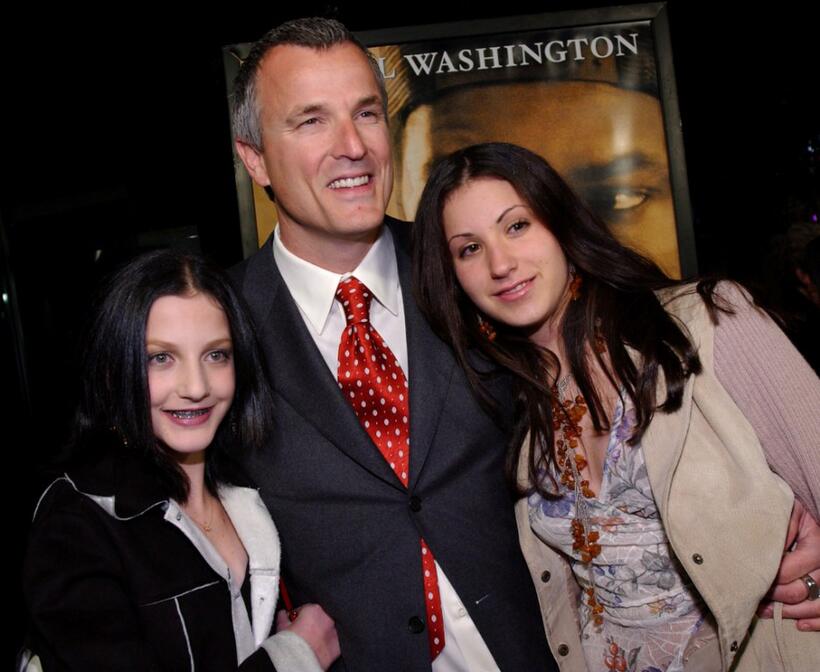 Nick Cassavetes with his daughters Sasha and Gina at the premiere of "John Q."