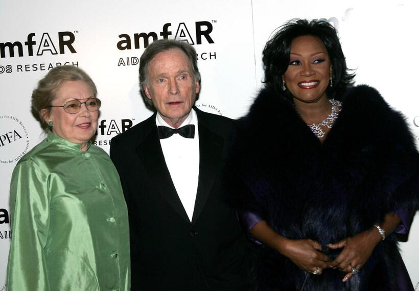 Dick Cavett, Dr. Mathilde Krim and Patti LaBelle at the amfAR New York Gala.