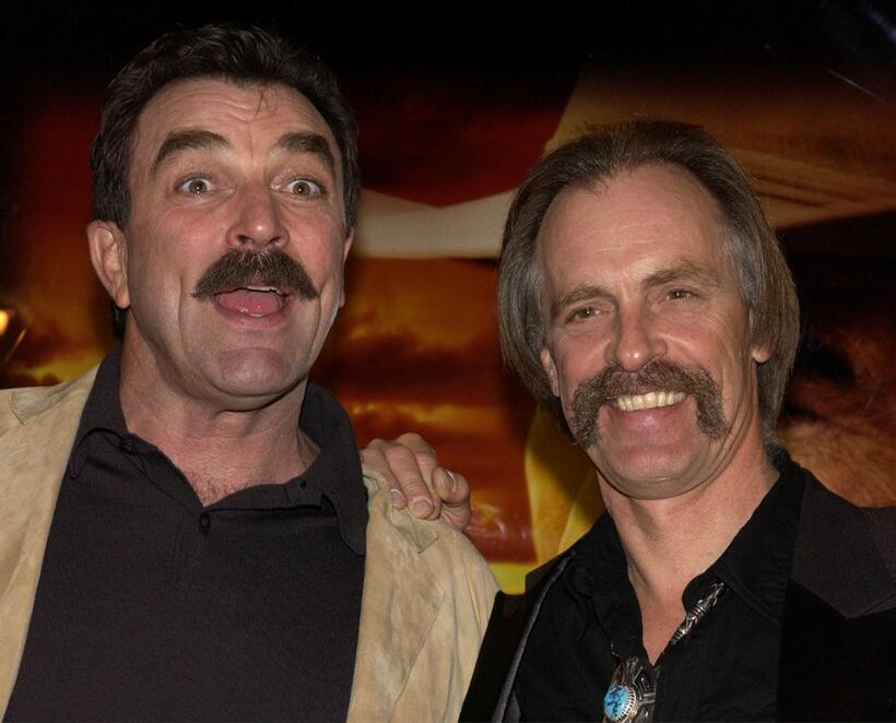 Keith Carradine and Tom Selleck for the premiere of the TNT television movie "Monte Walsh".