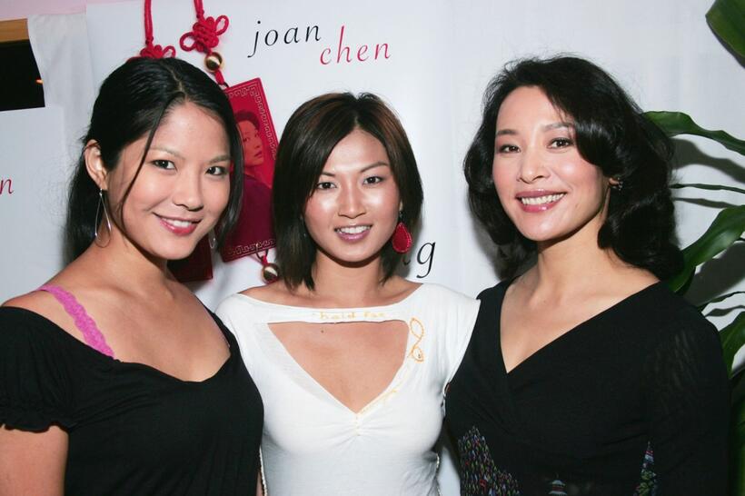 Lynn Chen, Michelle Krusiec and Joan Chen at the "Saving Face" dinner at Pink Pearl Restaurant during the 2004 Toronto International Film Festival.