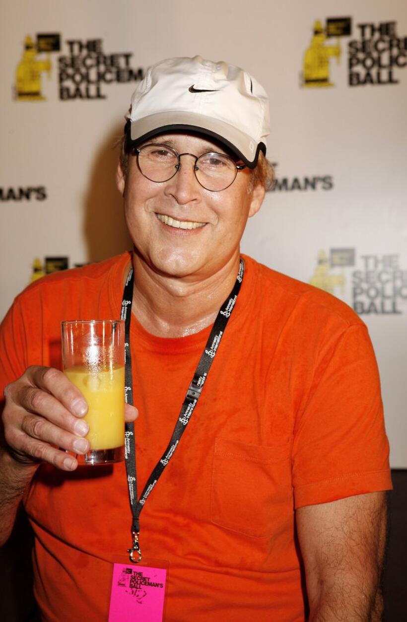 Chevy Chase at the press room at the Secret Policeman's Ball at the Royal Albert Hall.