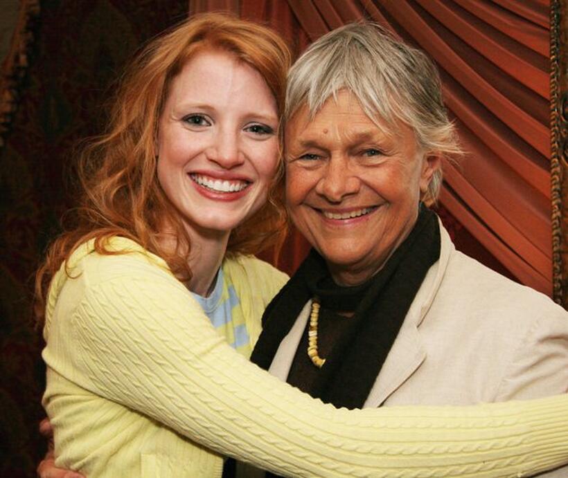 Jessica Chastain and Estelle Parsons at the creative coalition VIP "Salome" party.