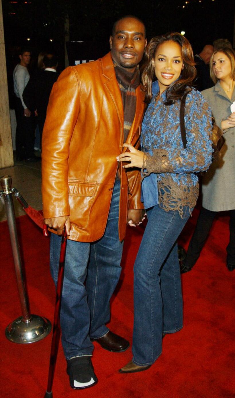 Morris Chestnut and Pam at the Los Angeles premiere of "Half Past Dead."