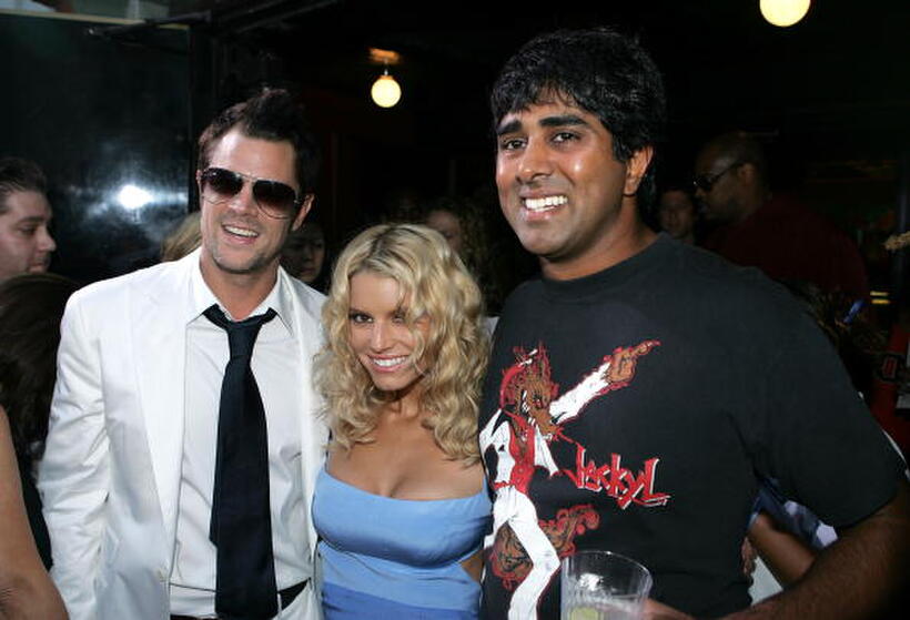 Johnny Knoxville, Jessica Simpson and Jay Chandrasekhar at the premiere of "The Dukes of Hazzard."