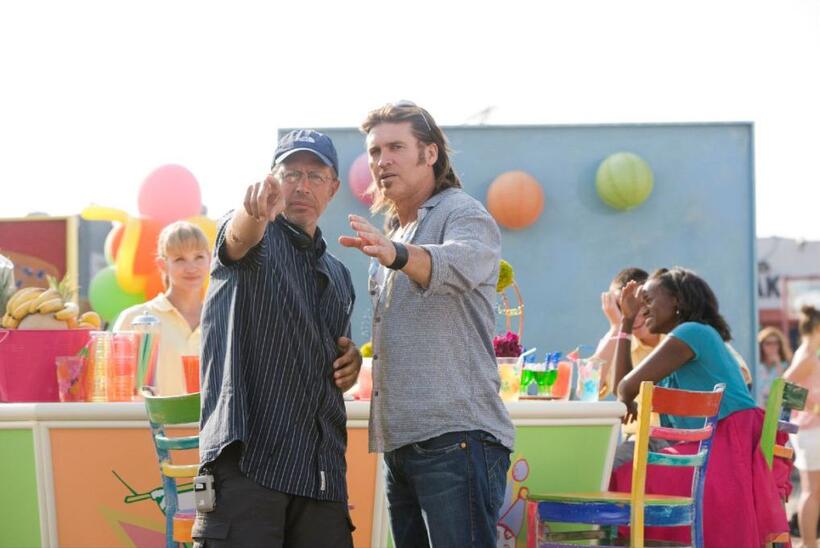Peter Chelsom and Billy Ray Cyrus in "Hannah Montana: The Movie."