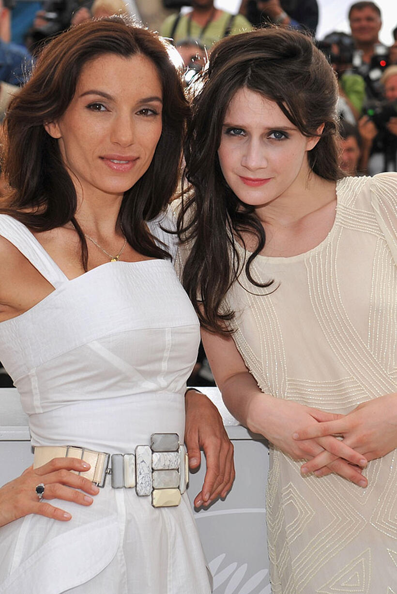 Aure Atika and Judith Chemla at the photocall of "Versailles" during the 61st International Cannes Film Festival in France.