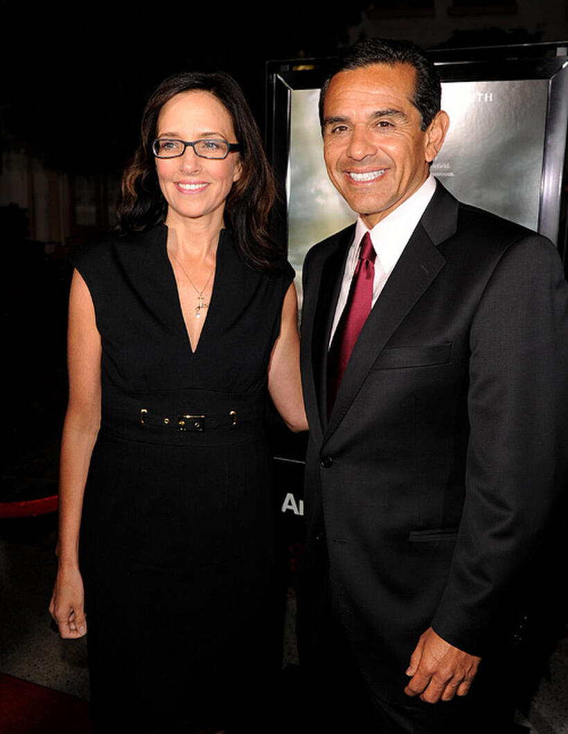 Lesley Chilcott and Los Angeles Mayor Antonio Villaraigosa at the premiere of "Waiting for a Superman."