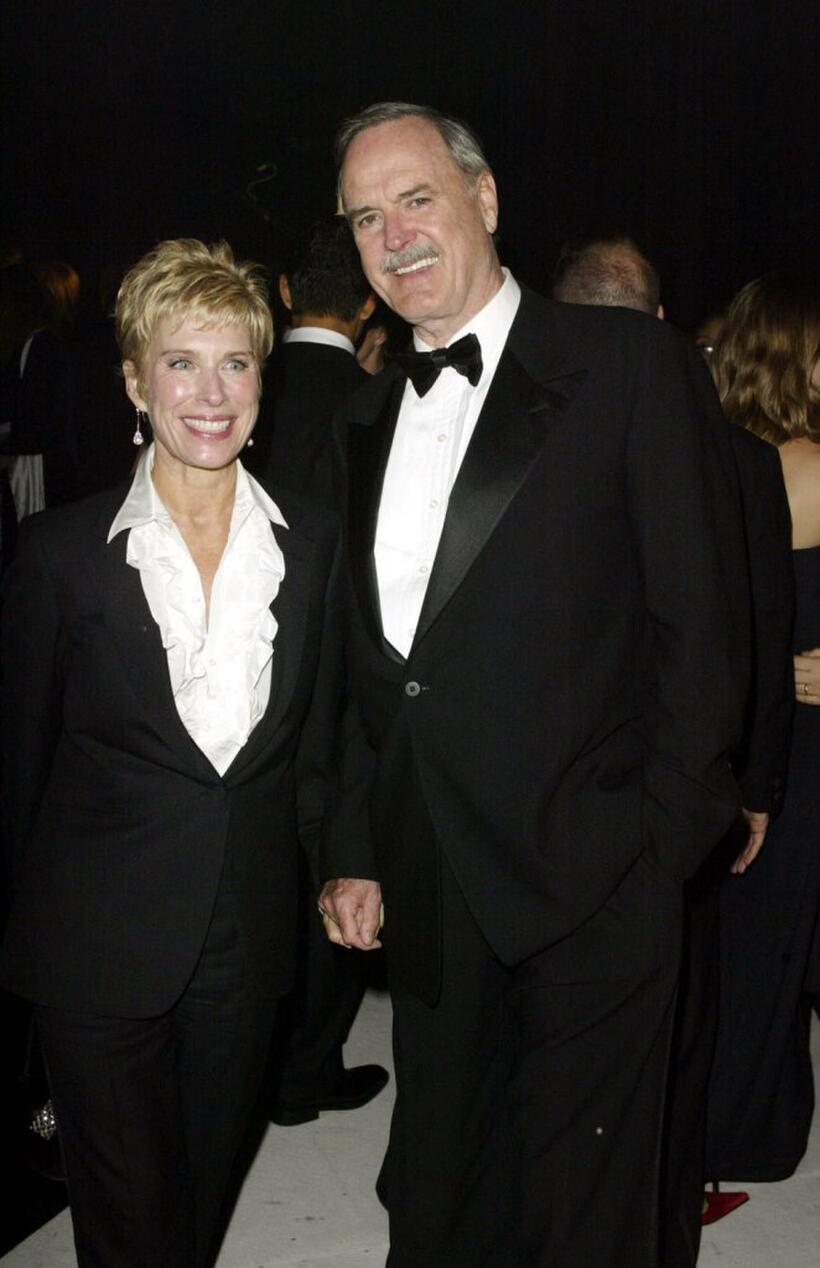 John Cleese and his wife at the Bond Marquee Albert Memorial for the world premiere party for the film "Die Another Day".