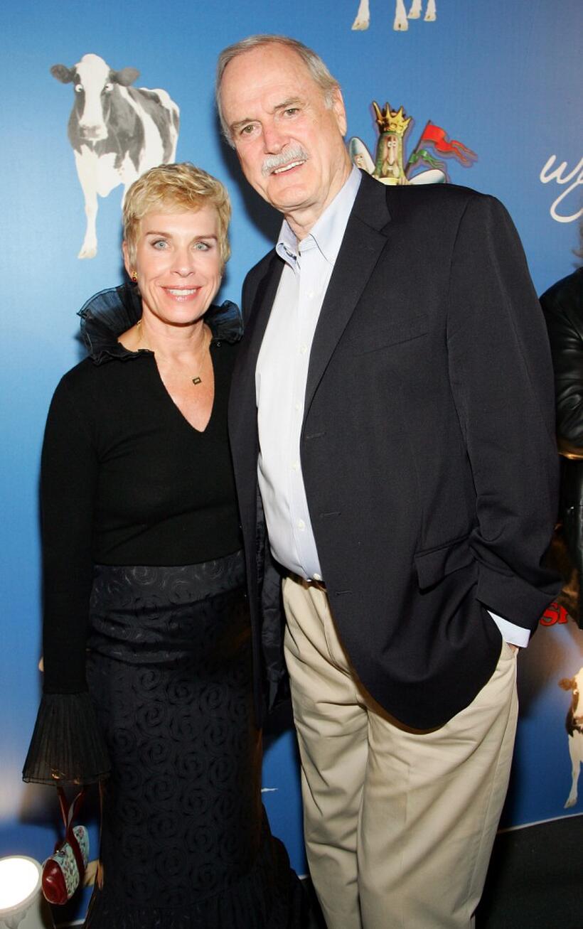 John Cleese and Alyce Faye Eichelberge at The Grail Theater at the Wynn Las Vegas for the premiere of "Monty Pythons "Spamalot".