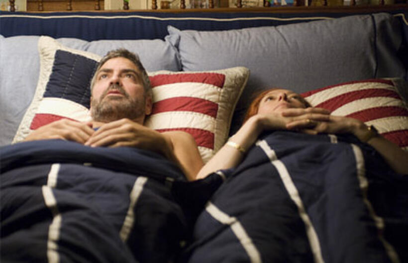 George Clooney and Tilda Swinton in "Burn After Reading."