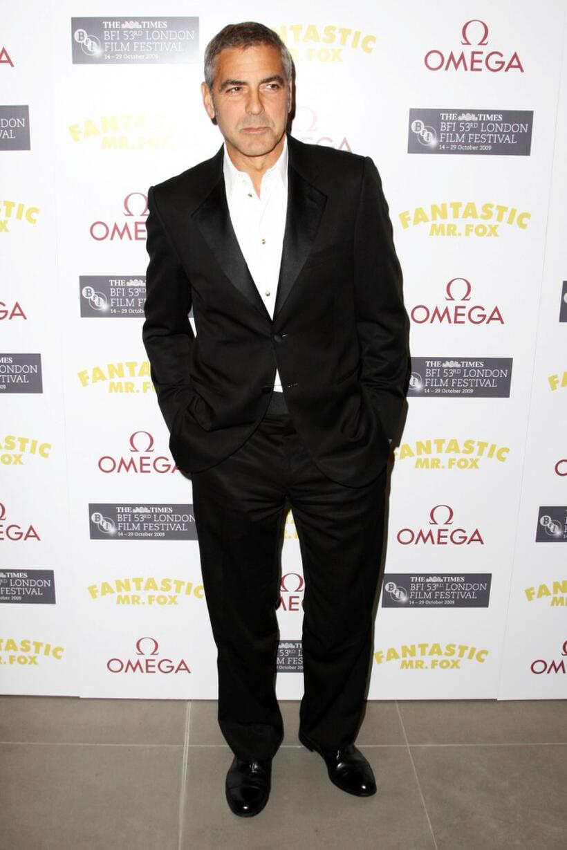 George Clooney at the after party of the London premiere of "Fantastic Mr. Fox."